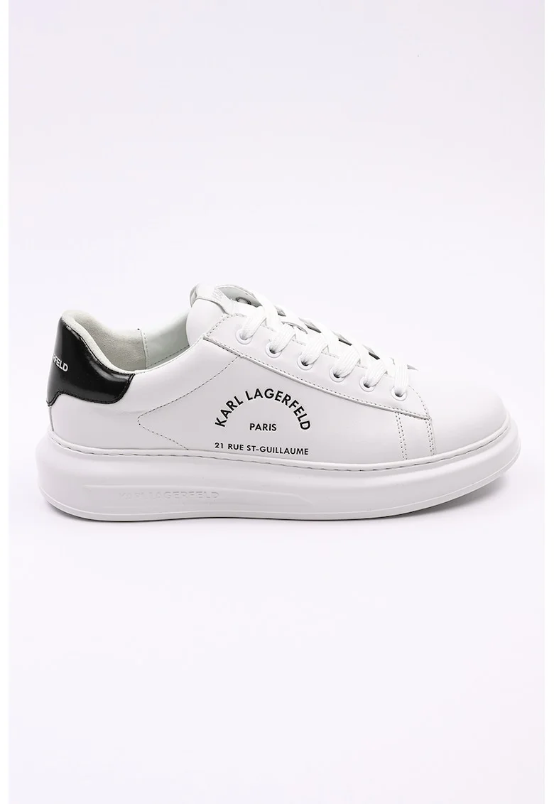 Pantofi sport din piele cu detalii logo, Alb/Negru