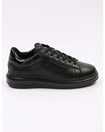Pantofi sport din piele cu model monograma in relief, Negru