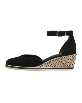 Sandale-espadrile wedge de piele intoarsa, Negru