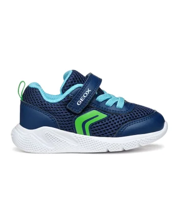 Pantofi sport Sprintye din plasa si insertii din piele ecologica, Verde lime/Bleumarin