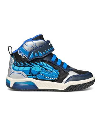 Pantofi sport cu LED-uri si velcro, Albastru deschis/Bleumarin