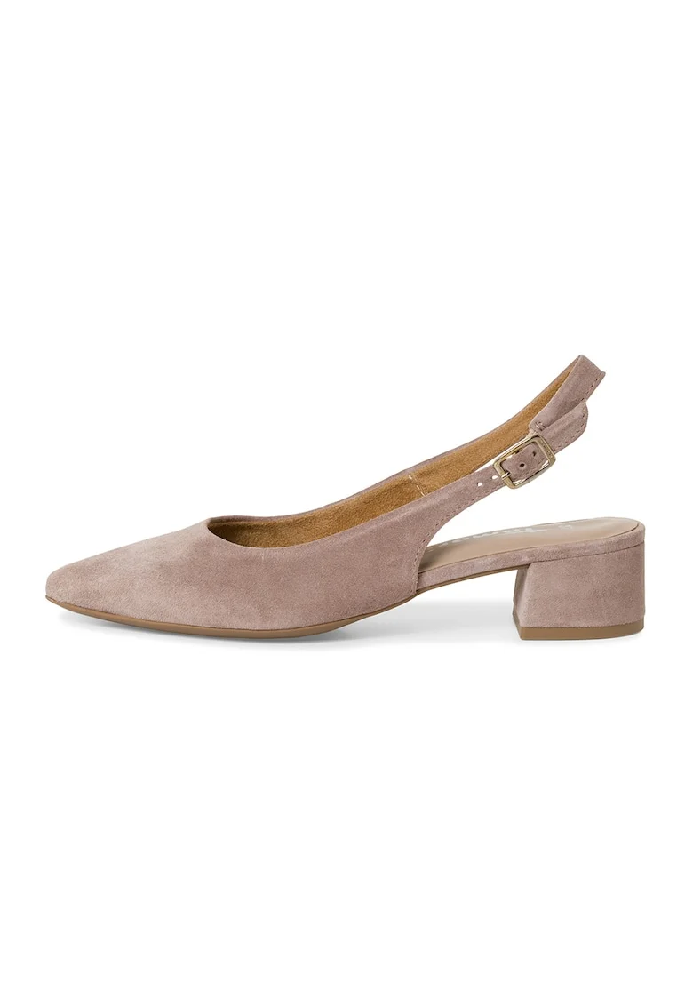Pantofi slingback cu toc masiv, Grej