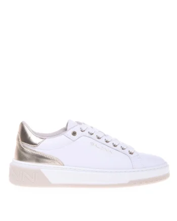 Pantofi sport de piele cu accente metalizate, Alb