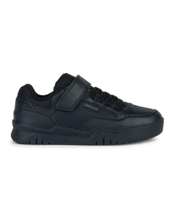 Pantofi sport din piele ecologica cu segmente cu inchidere velcro, Negru