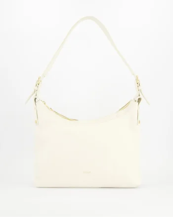 Geanta de umar,  piele naturala, alb, 26x37x12cm, 3 buzunare interioare
