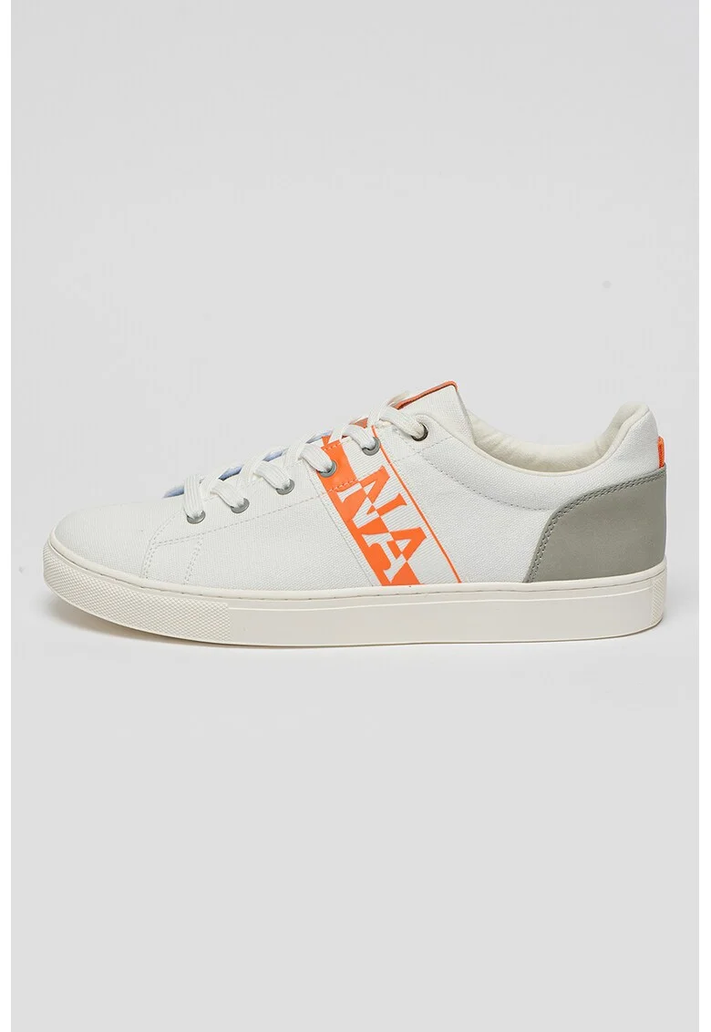 Pantofi sport cu logo contrastant Birch, Alb/Portocaliu
