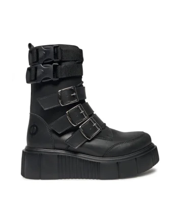 Botine Demi Negru,  Piele ecologica