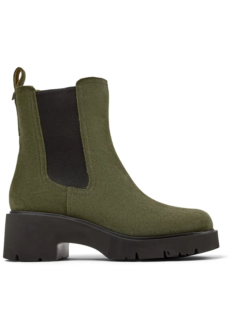Ghete Chelsea de piele intoarsa cu toc masiv Milah, Verde