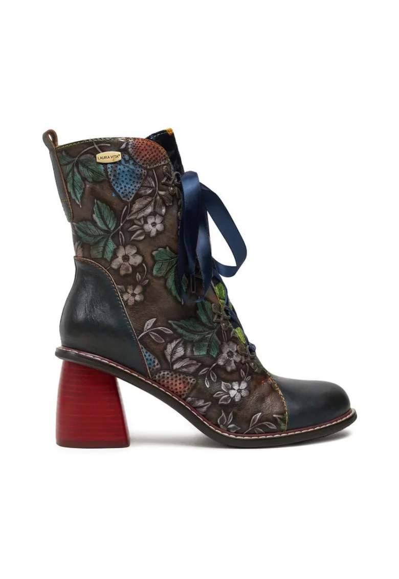 Botine dama,  304356, Piele naturala, Albastru,