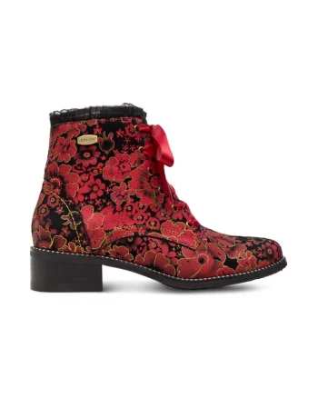 Botine dama,  304356, Piele naturala, Rosu,