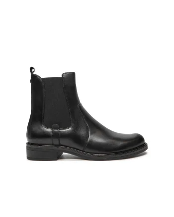 Botine dama,  304316, Piele naturala, Negru