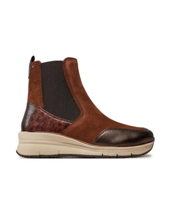 Botine dama,  304121, Piele ecologica, Maro,
