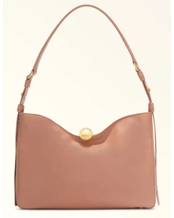 Geanta hobo de piele Sfera, Roz prafuit