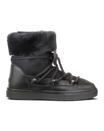 Ghete de piele intoarsa si piele cu garnituri de piele sintetica, Negru