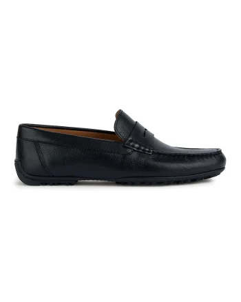 Mocasini de piele cu aspect texturat, Negru
