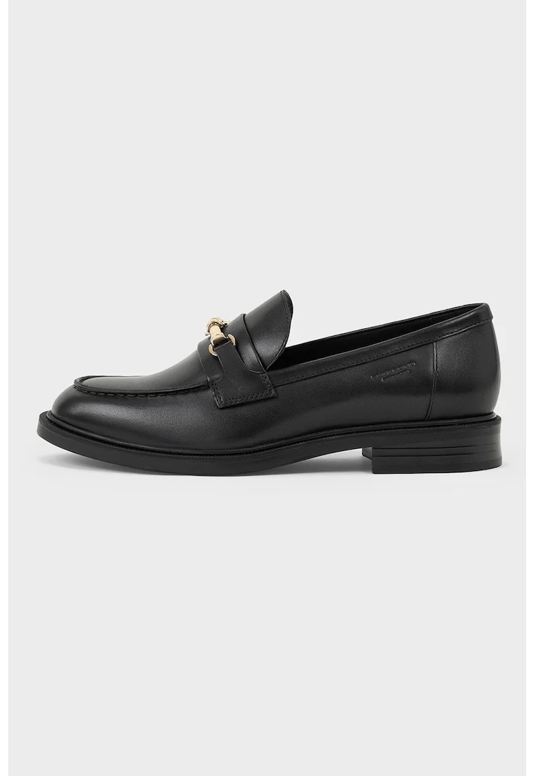 Pantofi loafer de piele cu detaliu metalic Amina, Negru
