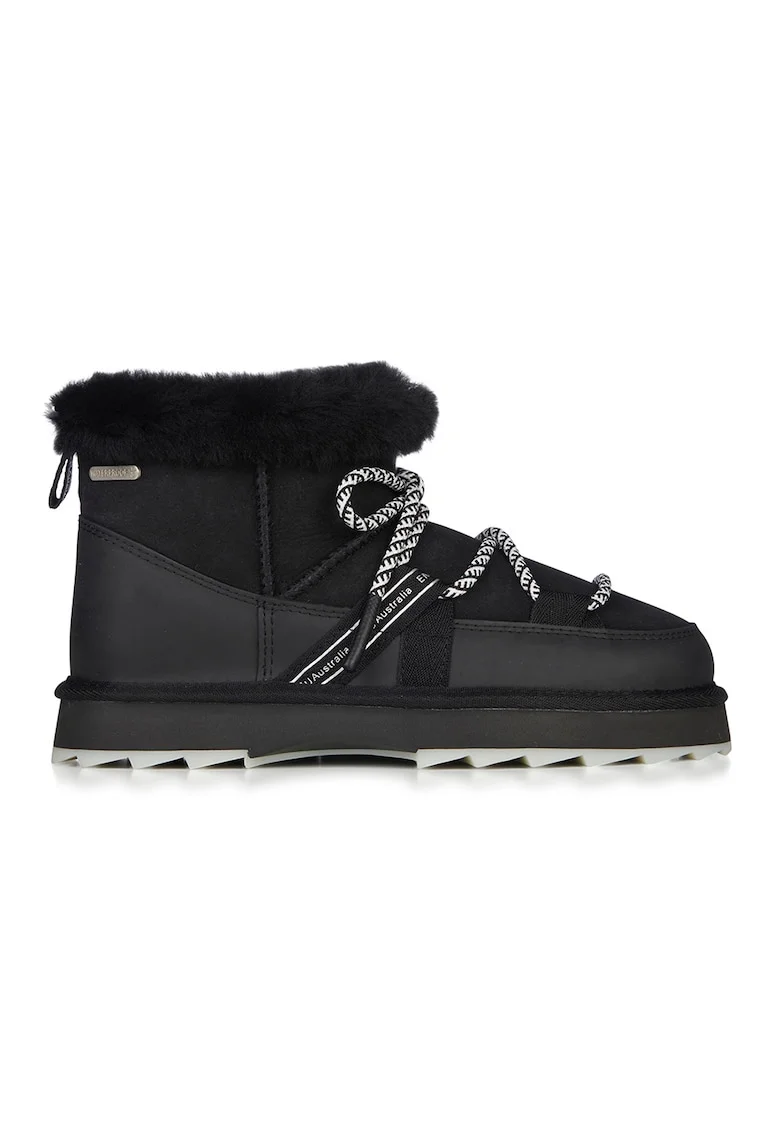 Ghete de piele intoarsa fara inchidere impermeabile Blurred Micro, Negru