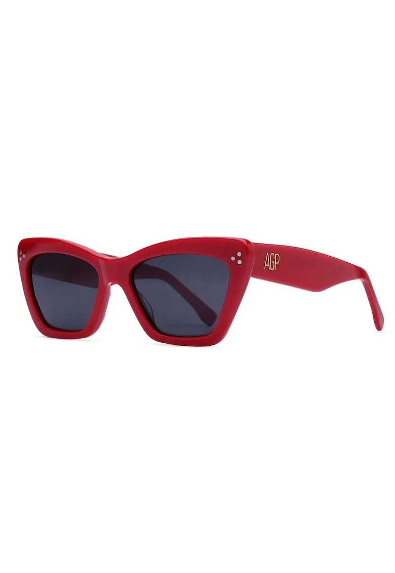 Ochelari de soare cat-eye polarizati cu rama groasa, Rosu