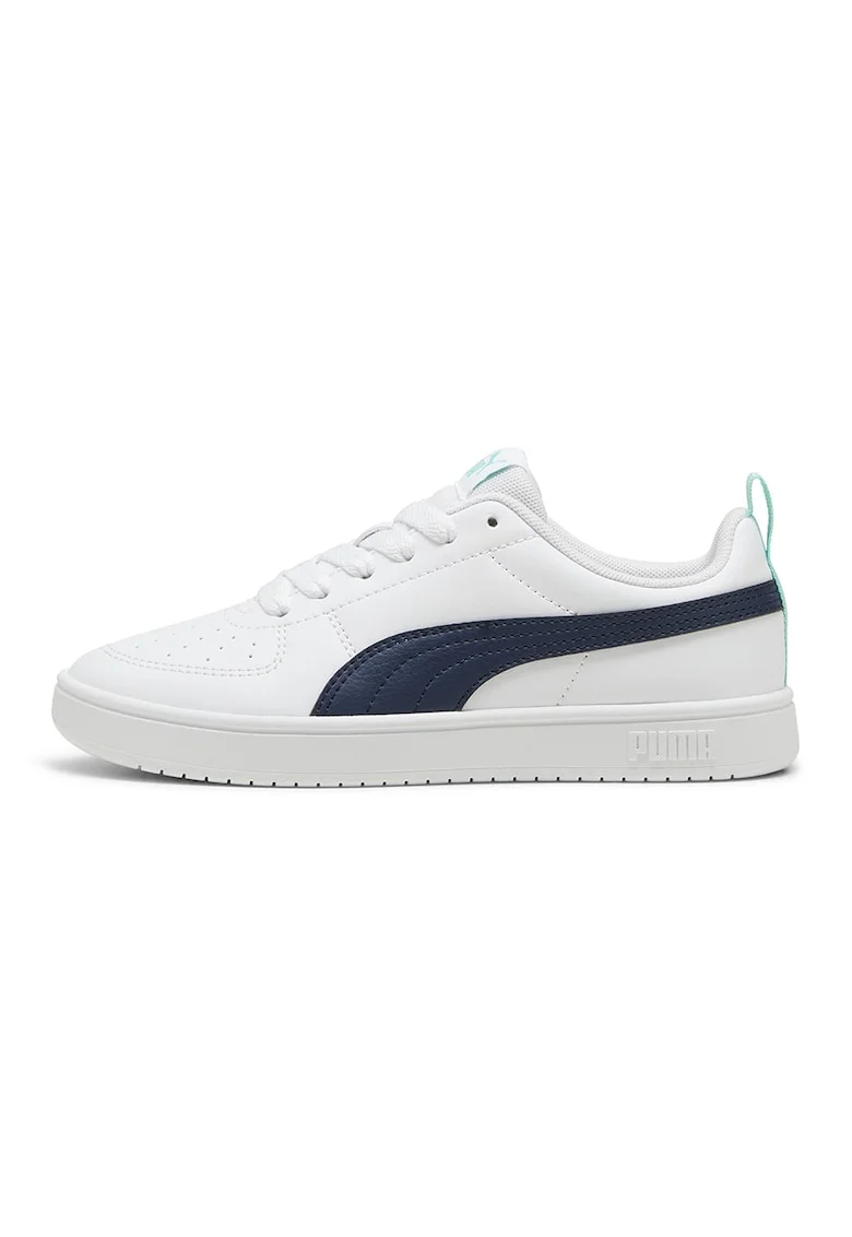Pantofi sport Rickie low-cut din piele ecologica cu perforatii, Alb/Albastru ultramarin