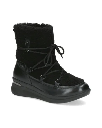 Ghete dama,  casual, piele naturala si textil, negru