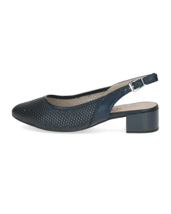 Pantofi de piele cu varf rotund, Bleumarin