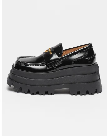 Pantofi loafer de piele cu aspect masiv Delusion, Negru