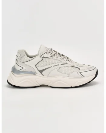 Pantofi sport de piele si plasa, Alb