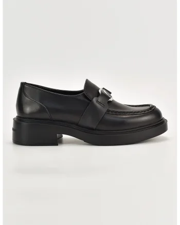 Pantofi loafer de piele cu logo, Negru