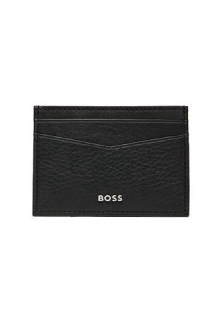 Portofel barbati  etui pentru carduri, negru, piele, 9x6 cm