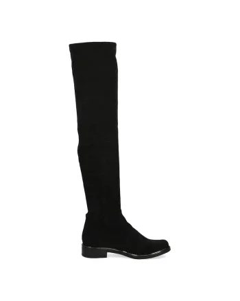 Cizme lungi din piele intoarsa sintetica lungi pana peste genunchi, Negru