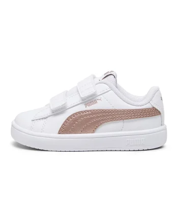Pantofi sport Rickie de piele ecologica cu velcro, Alb/Auriu rose