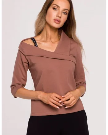 Bluza cu decolteu asimetric,  Ciocolatiu
