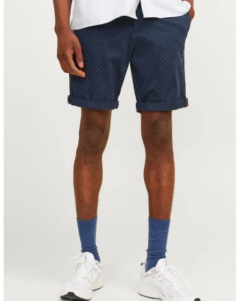 Pantaloni chino scurti cu model uni, Bleumarin