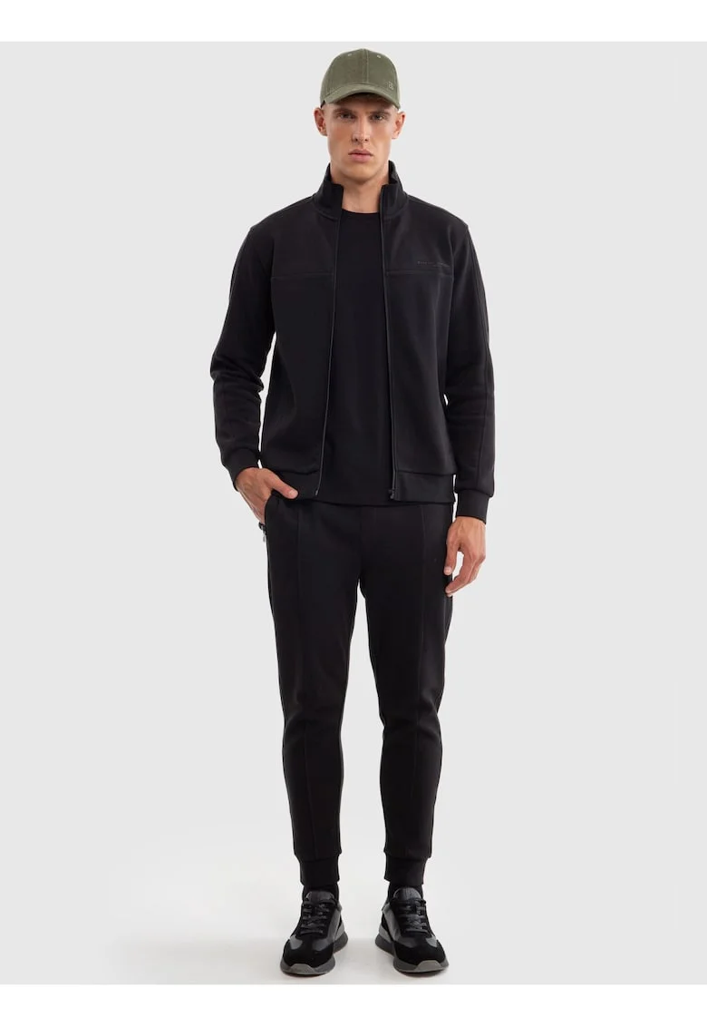 Pantaloni sport cu buzunare cu fermoar, Negru