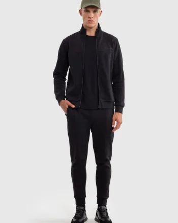 Pantaloni sport cu buzunare cu fermoar, Negru