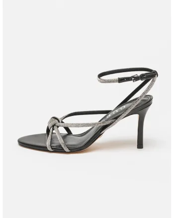 Sandale stiletto cu strasuri, Negru
