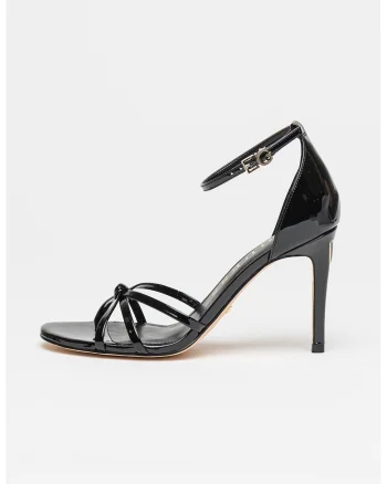 Sandale stiletto cu aspect lacuit, Negru