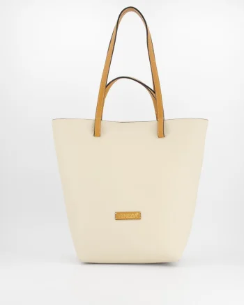 Geanta dama  Shopper piele naturala 36x40x14cm manere maro, 1 buzunar interior, Bej