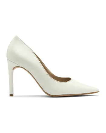 Pantofi de piele cu toc clasic, Alb