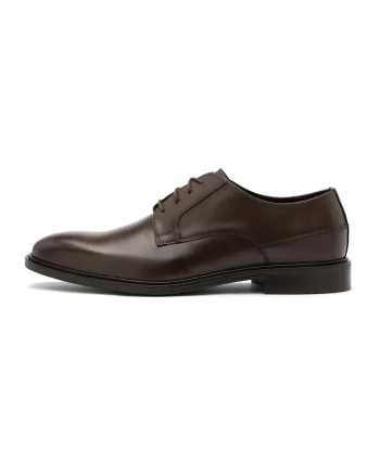 Pantofi derby de piele cu sireturi, Maro cognac