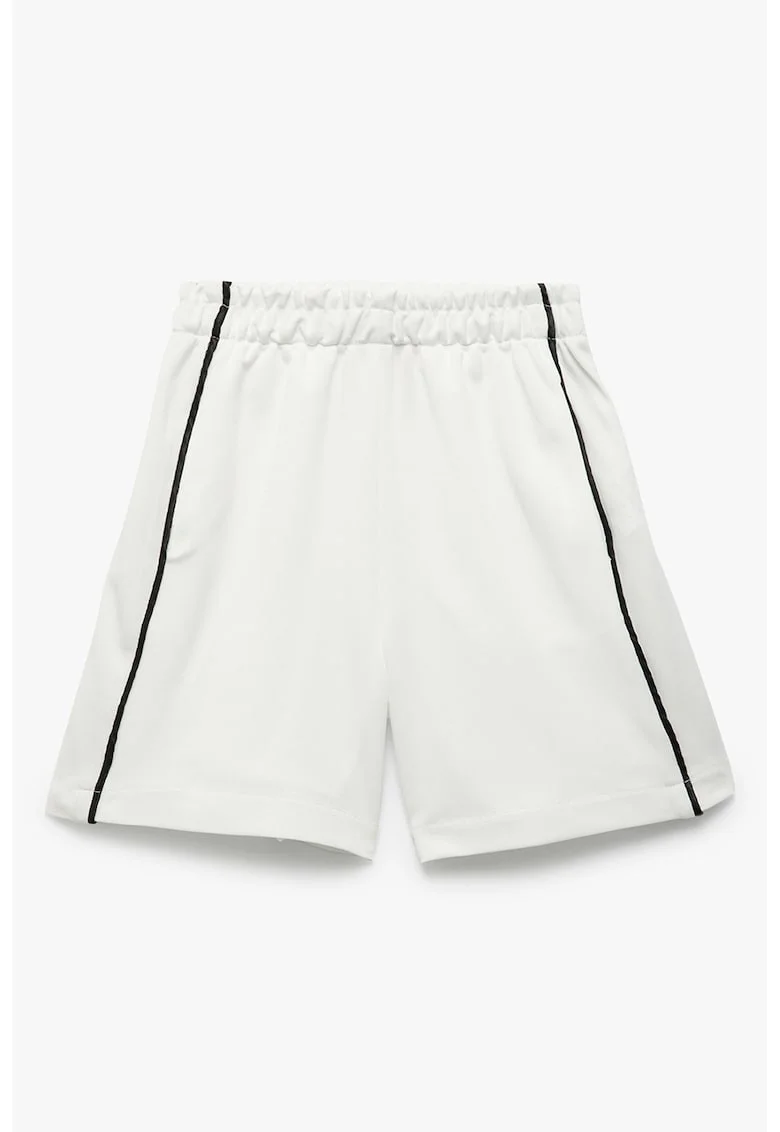 Pantaloni scurti cu talie elastica, Alb/Negru