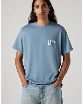 Tricou lejer de bumbac, Alb/Albastru azur