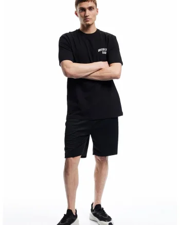 Tricou cu imprimeu pe spate si decolteu la baza gatului, Alb/Negru