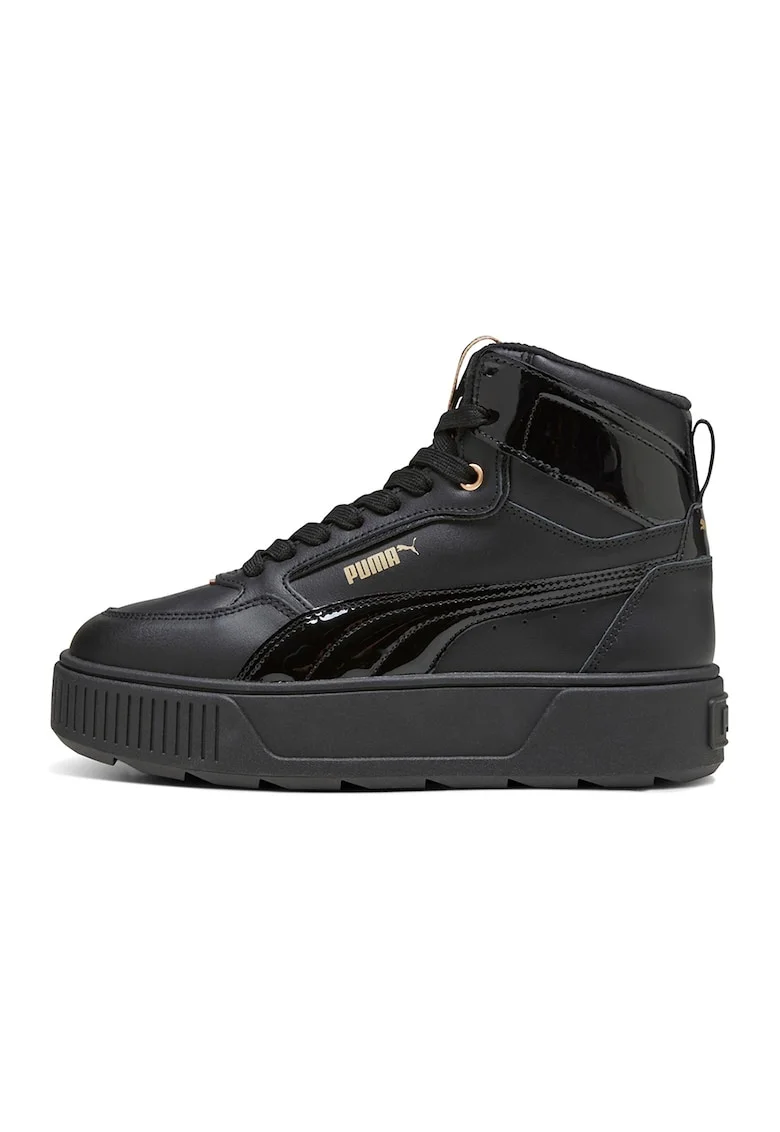 Pantofi sport flatform mid-high cu garnituri de piele Karmen Rebelle, Auriu/Negru
