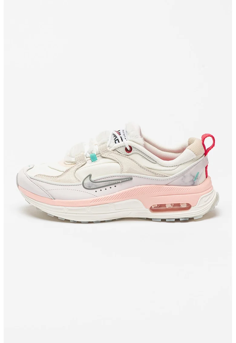 Pantofi sport cu insertii din piele intoarsa Air Max Bliss, Alb/Lila/Roz