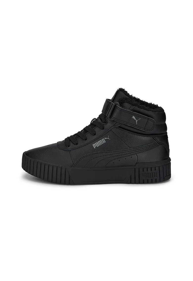 Pantofi sport mid-high de piele ecologica cu velcro Carina 2.0, Negru