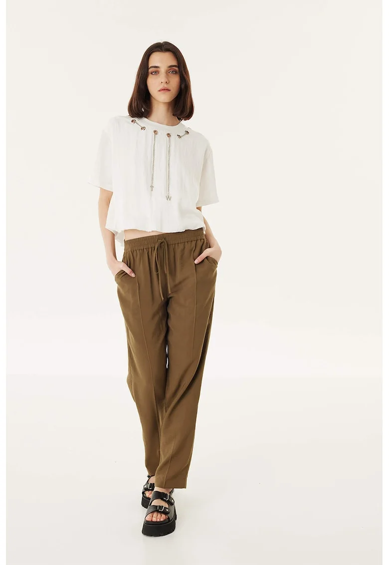 Pantaloni jogger cu snur, Kaki inchis