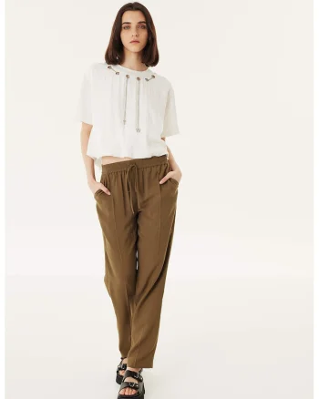 Pantaloni jogger cu snur, Kaki inchis