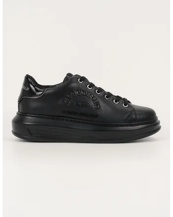Pantofi sport de piele cu logo, Negru