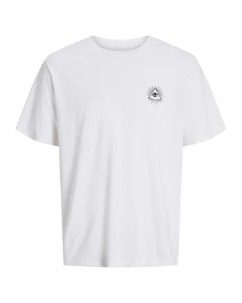 Tricou de bumbac cu model grafic, Alb